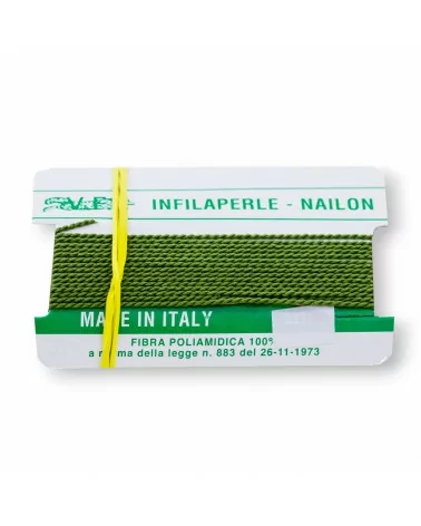 Filo Infilaperle Di Fibra Poliamidica 12pz ART327 Verde Bosco Misura 2-ART 327 BOSCO | Worldofjewel.com