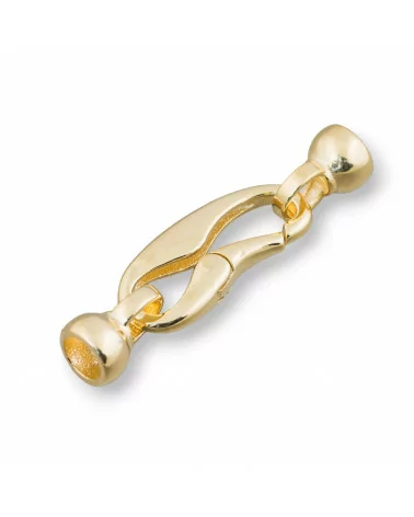 Chiusura Di Argento 925 A Moschettone 10x35mm Coppette da 7mm 1pz Dorato-CHIUSURE DI ARGENTO | Worldofjewel.com