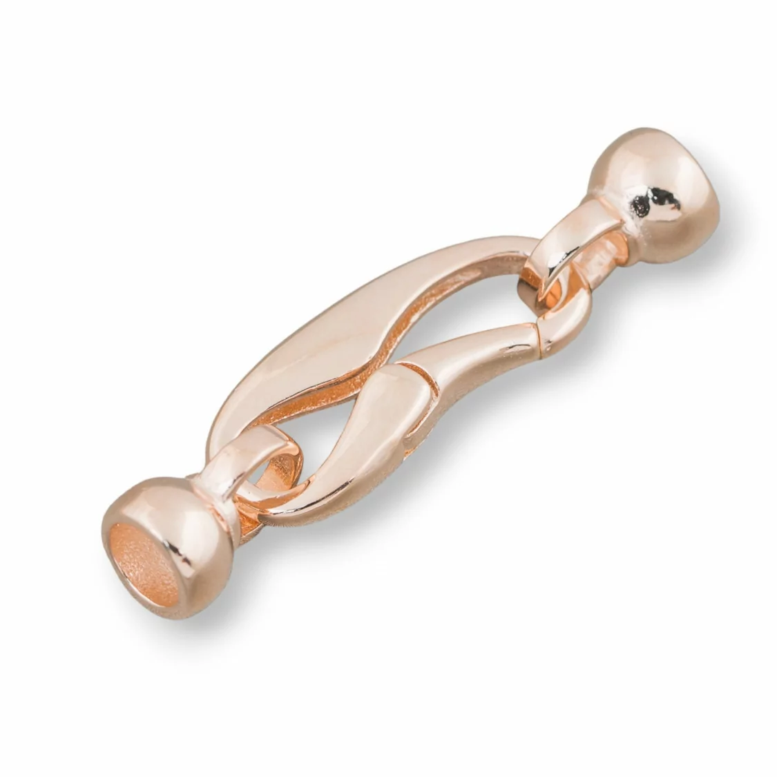 Chiusura Di Argento 925 A Moschettone 10x35mm Coppette da 7mm 1pz Oro Rosa-CHIUSURE DI ARGENTO | Worldofjewel.com