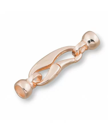 Chiusura Di Argento 925 A Moschettone 10x35mm Coppette da 7mm 1pz Oro Rosa-CHIUSURE DI ARGENTO | Worldofjewel.com