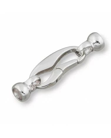 Chiusura Di Argento 925 A Moschettone 10x35mm Coppette da 7mm 1pz Rodiato-CHIUSURE DI ARGENTO | Worldofjewel.com