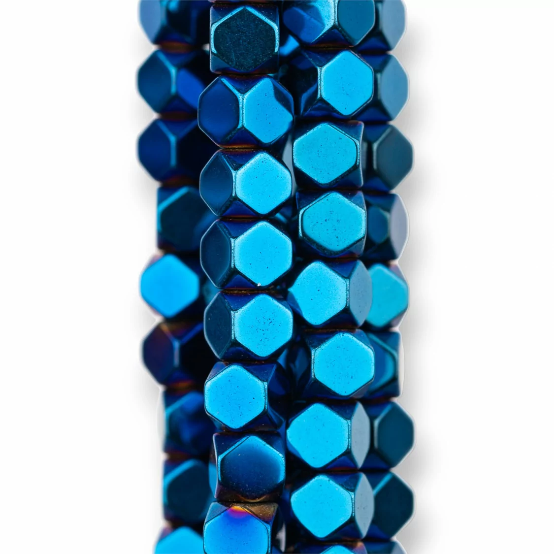 Ematite Cubo Perlina Tonda Sfaccettata 4mm Blu-EMATITE BLU | Worldofjewel.com