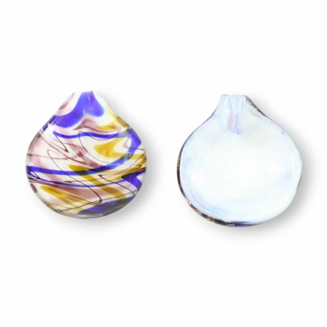 Pendente Di Vetro Di Murano A Fantasia 45mm - 2pz - Viola+Blu-CIONDOLI DI PIETRE DURE | Worldofjewel.com