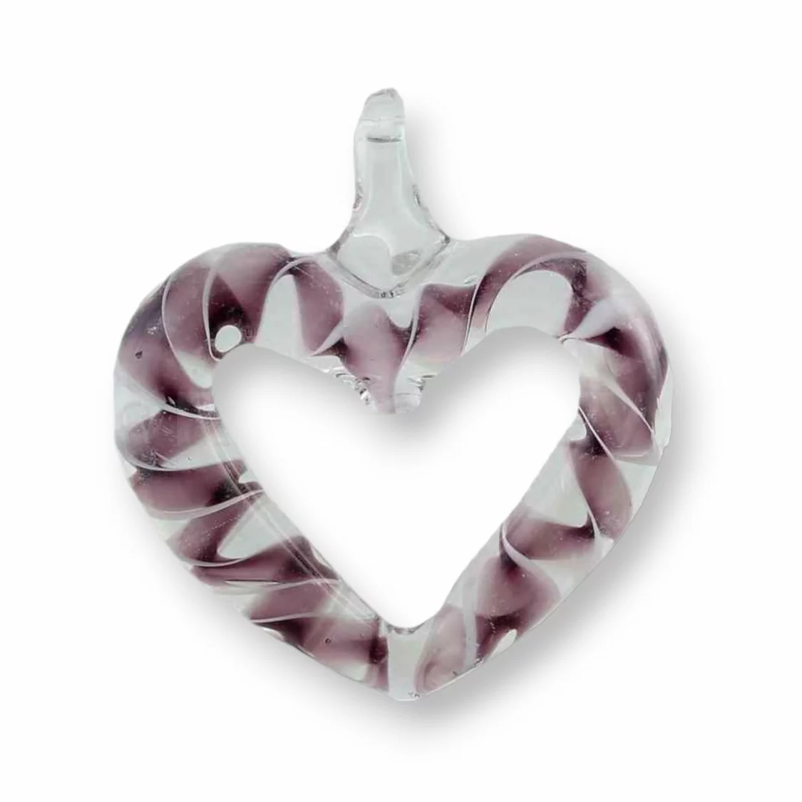 Pendente Di Vetro Di Murano Cuore 45mm 2pz Viola-CIONDOLI DI PIETRE DURE | Worldofjewel.com