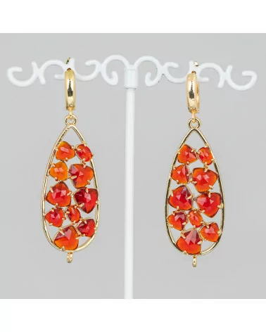 Orecchini A Perno Di Bronzo Con Cabochon Goccia Di Occhio Di Gatto 19x60mm Rosso-BRONZO CRYSTAL | Worldofjewel.com