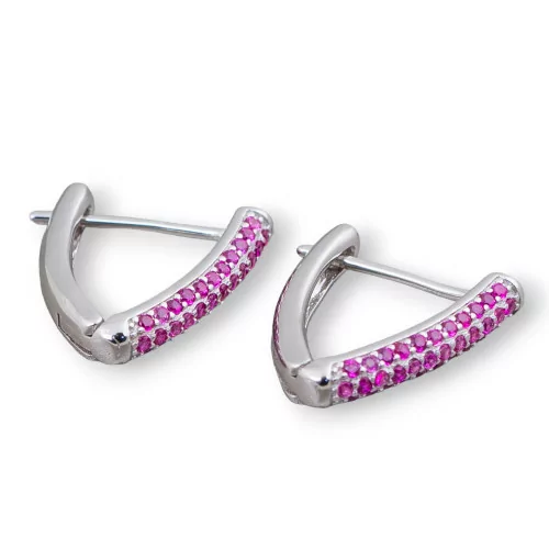 Boucles d'oreilles clous fermées en argent sterling 925 avec triangle de zircons micropave 14x16mm 2 paires de rhodium rouge