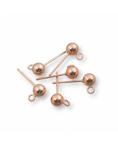 Base Per Orecchini Di Acciaio 316L Perno A Pallina Con Anellino 4mm Oro Rosa 35 Paia-BASI DI ACCIAIO | Worldofjewel.com