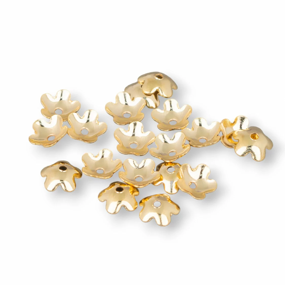 Coppette Di Acciaio 316 Fiore 6mm 20gr Placcato Oro 350pz-COPPETTE FORATE | Worldofjewel.com