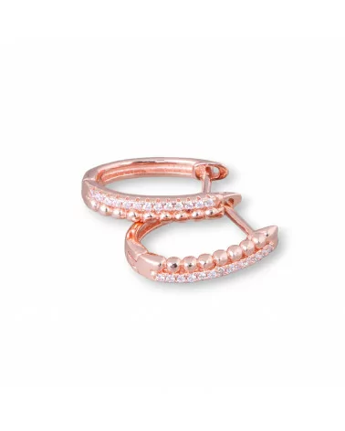 Orecchini Perno Chiuso Di Argento 925 Con Zirconi Micropave' 3,3x16mm 2 Coppie Oro Rosa Bianco-ARGENTO 925 DESIGN ITALY | Worldofjewel.com