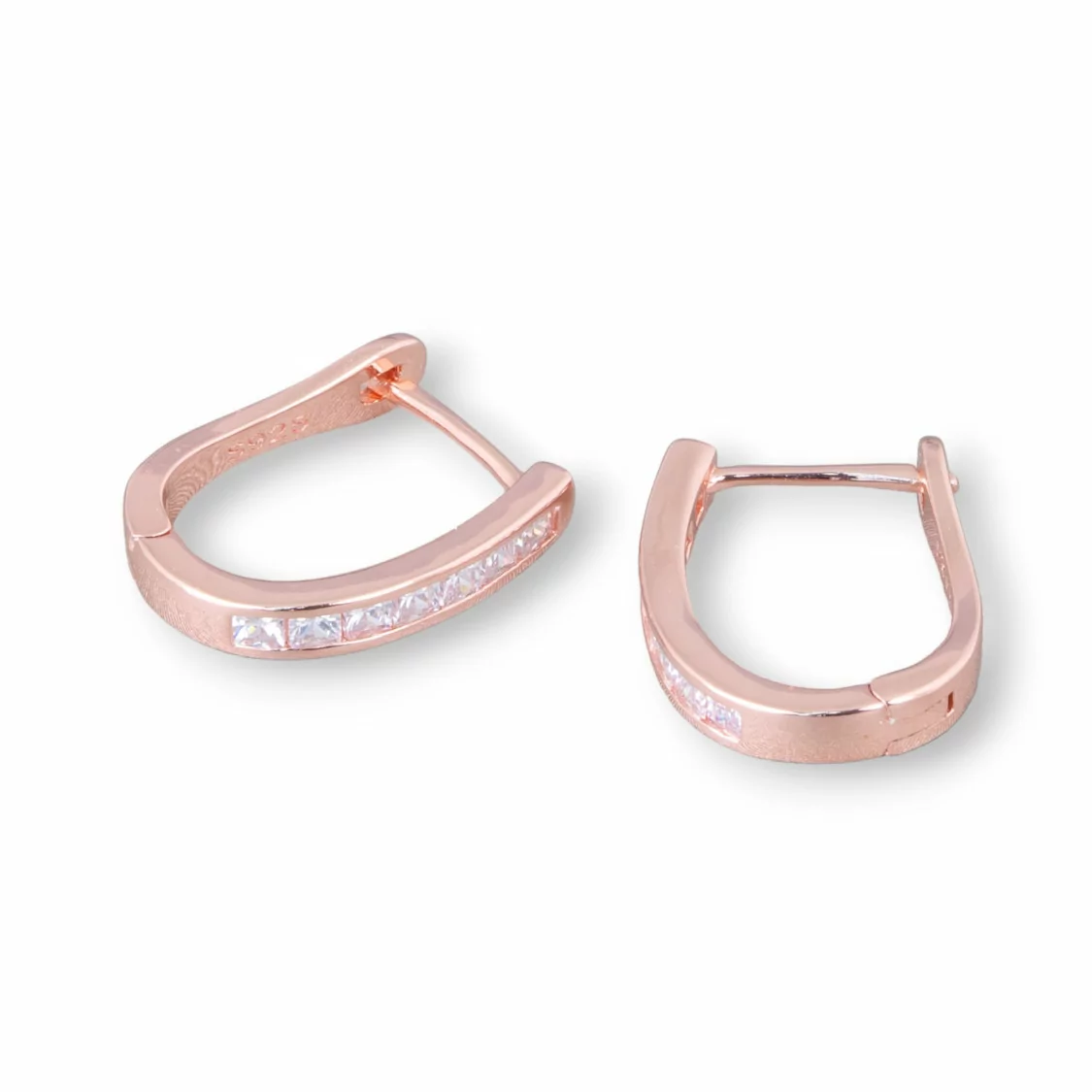 Orecchini Perno Chiuso Di Argento 925 Con Zirconi Micropave' 3x16mm 2 Coppie Oro Rosa Bianco-ARGENTO 925 DESIGN ITALY | Worldofjewel.com