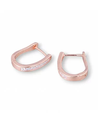 Orecchini Perno Chiuso Di Argento 925 Con Zirconi Micropave' 3x16mm 2 Coppie Oro Rosa Bianco-ARGENTO 925 DESIGN ITALY | Worldofjewel.com