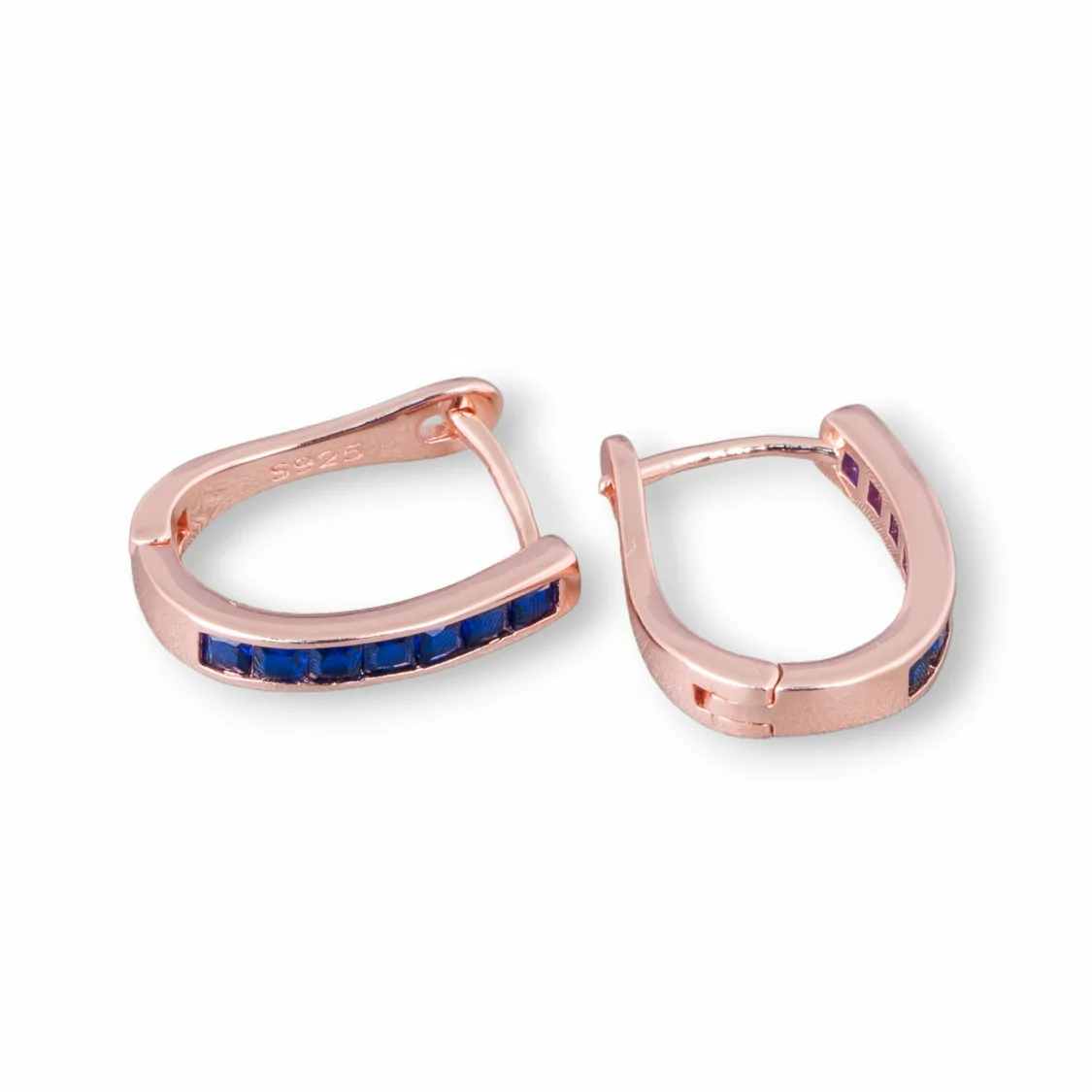 Orecchini Perno Chiuso Di Argento 925 Con Zirconi Micropave' 3x16mm 2 Coppie Oro Rosa Blu-ARGENTO 925 DESIGN ITALY | Worldofjewel.com