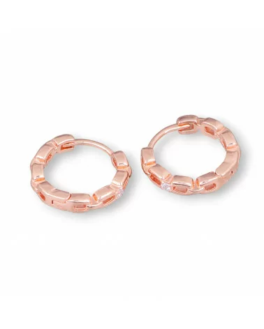 Orecchini Perno Chiuso Di Argento 925 Cerchietto A Catena Marinara 2,8x15,5mm 2 Paia Oro Rosa-ARGENTO 925 DESIGN ITALY | Worldofjewel.com