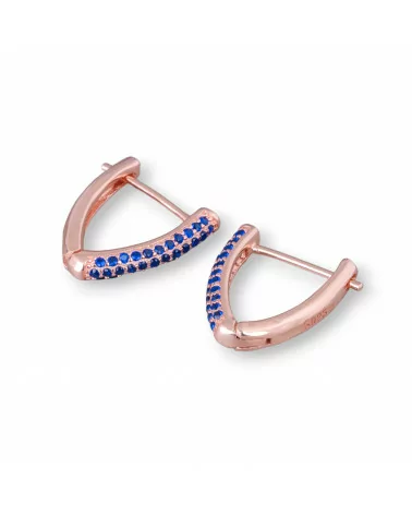 Orecchini Perno Chiuso Di Argento 925 Con Zirconi Micropave' Triangolo 14x16mm 2 Paia Oro Rosa Blu-ARGENTO 925 DESIGN ITALY | Worldofjewel.com