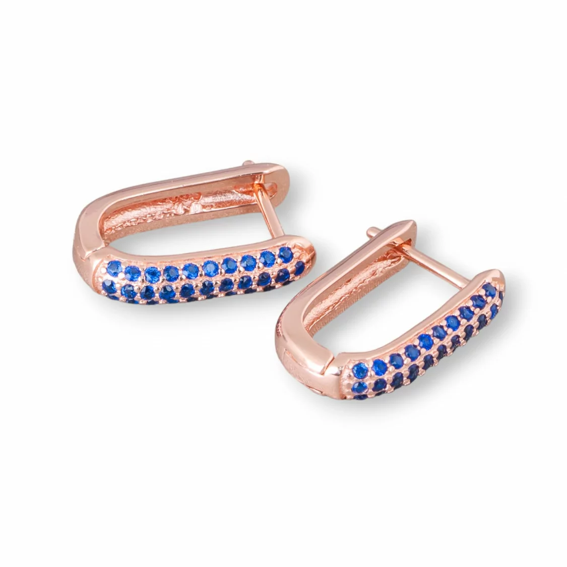 Orecchini Perno Chiuso Di Argento 925 Con Zirconi Micropave' 11x15mm 2 Paia Oro Rosa Blu-ARGENTO 925 DESIGN ITALY | Worldofjewel.com