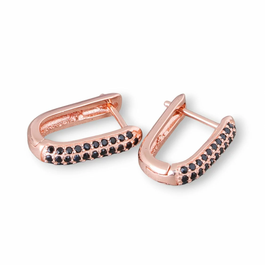 Orecchini Perno Chiuso Di Argento 925 Con Zirconi Micropave' 11x15mm 2 Paia Oro Rosa Nero-ARGENTO 925 DESIGN ITALY | Worldofjewel.com