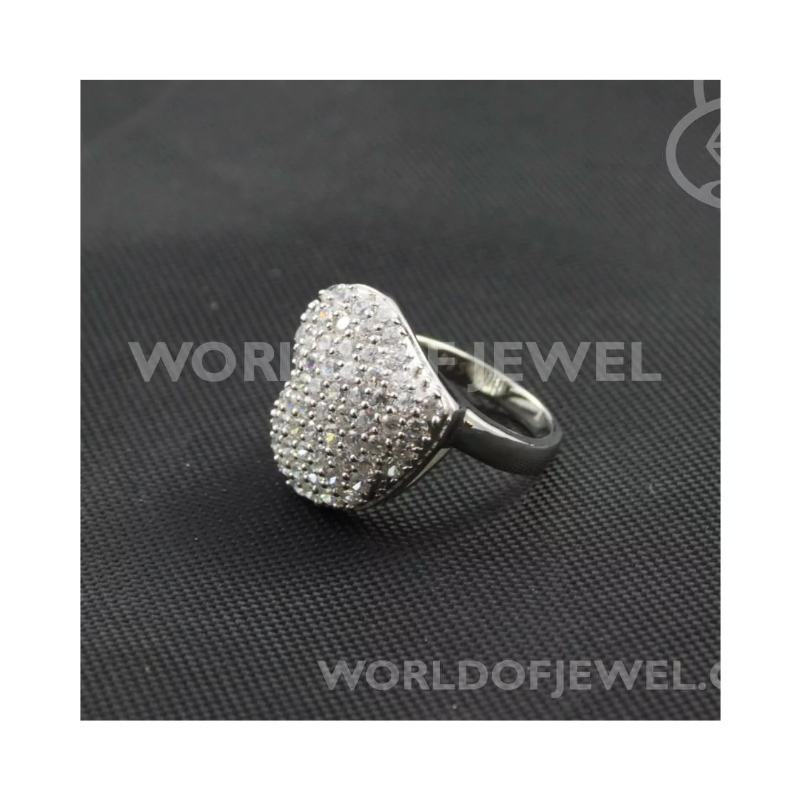 Anello Di Argento 925 Con Strass Cuore - 1pz - Rodiato-ANELLI DI ARGENTO 925 | Worldofjewel.com