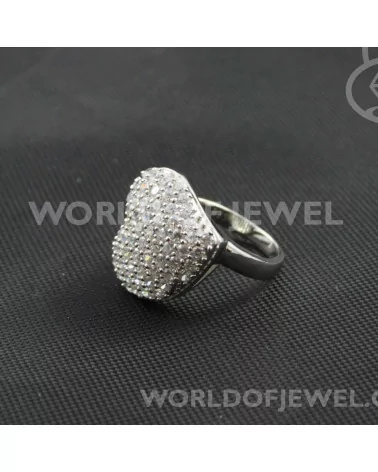 Anello Di Argento 925 Con Strass Cuore - 1pz - Rodiato-ANELLI DI ARGENTO 925 | Worldofjewel.com