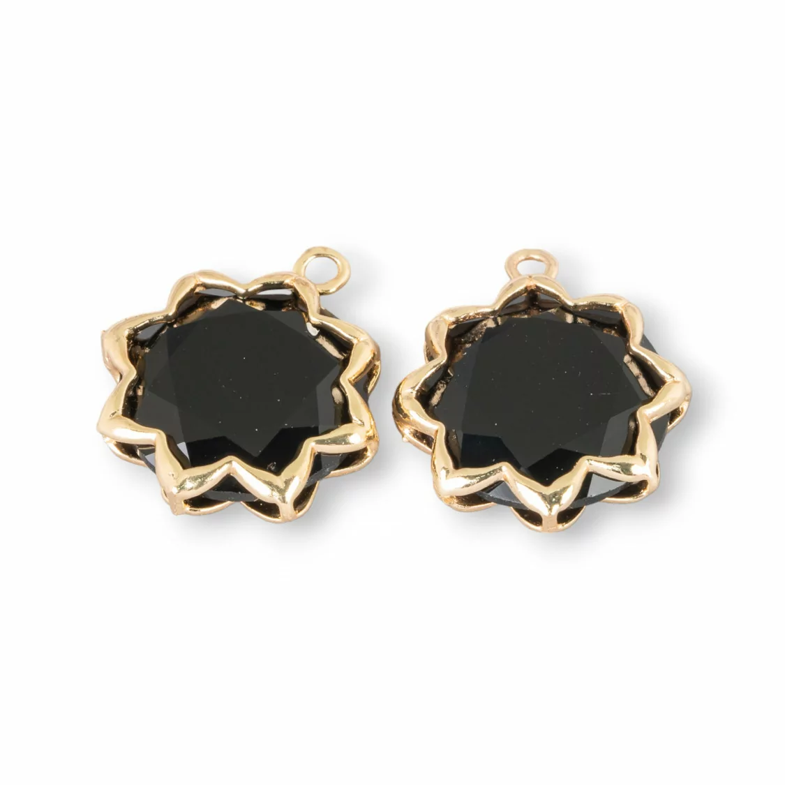 Componente Pendente Cabochon Incastonato Di Occhio Di Gatto 16mm Con 1 Anellino 8pz Nero- STELLA DEL MATTINO | Worldofjewel.com