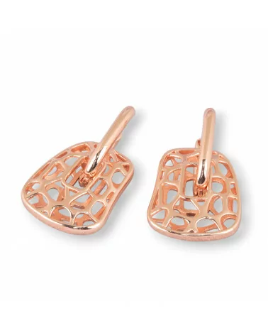 Orecchini Perno Chiuso Di Argento 925 15x26mm 1 Paio Oro Rosa-ARGENTO 925 DESIGN ITALY | Worldofjewel.com