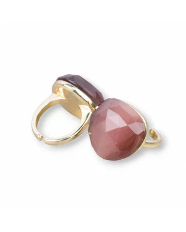 Anello Di Bronzo Con Occhio Di Gatto Cuore Sfaccettato 23mm Misura Regolabile Violetto-ANELLI BRONZO E OCCHIO DI GATTO | Worldofjewel.com