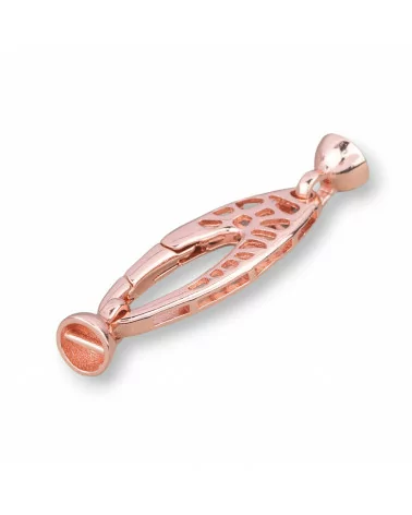 Chiusura Di Argento 925 10x38mm Ovale Forato Con Coppette Da 6mm 2pz Oro Rosa-CHIUSURE DI ARGENTO | Worldofjewel.com