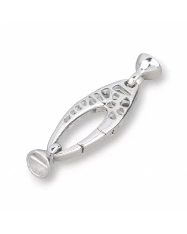 Chiusura Di Argento 925 10x38mm Ovale Forato Con Coppette Da 6mm 2pz Rodiato-CHIUSURE DI ARGENTO | Worldofjewel.com