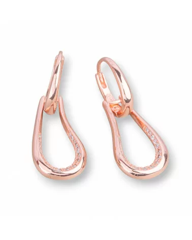 Orecchini Perno Chiuso Di Argento 925 Con Zirconi 12x35mm 1 Paio Oro Rosa-ARGENTO 925 DESIGN ITALY | Worldofjewel.com