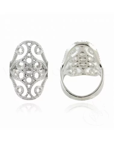 Anello Di Argento 925 Con Zirconi Incastonati n164 Rodiato Misura 9-ANELLI DI ARGENTO 925 | Worldofjewel.com