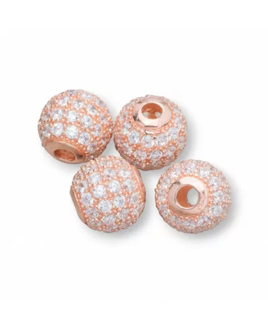 Distanziatore Di Argento 925 Palline Zirconate 8mm 4pz Oro Rosa Bianco-PALLINE ZIRCONATE | Worldofjewel.com