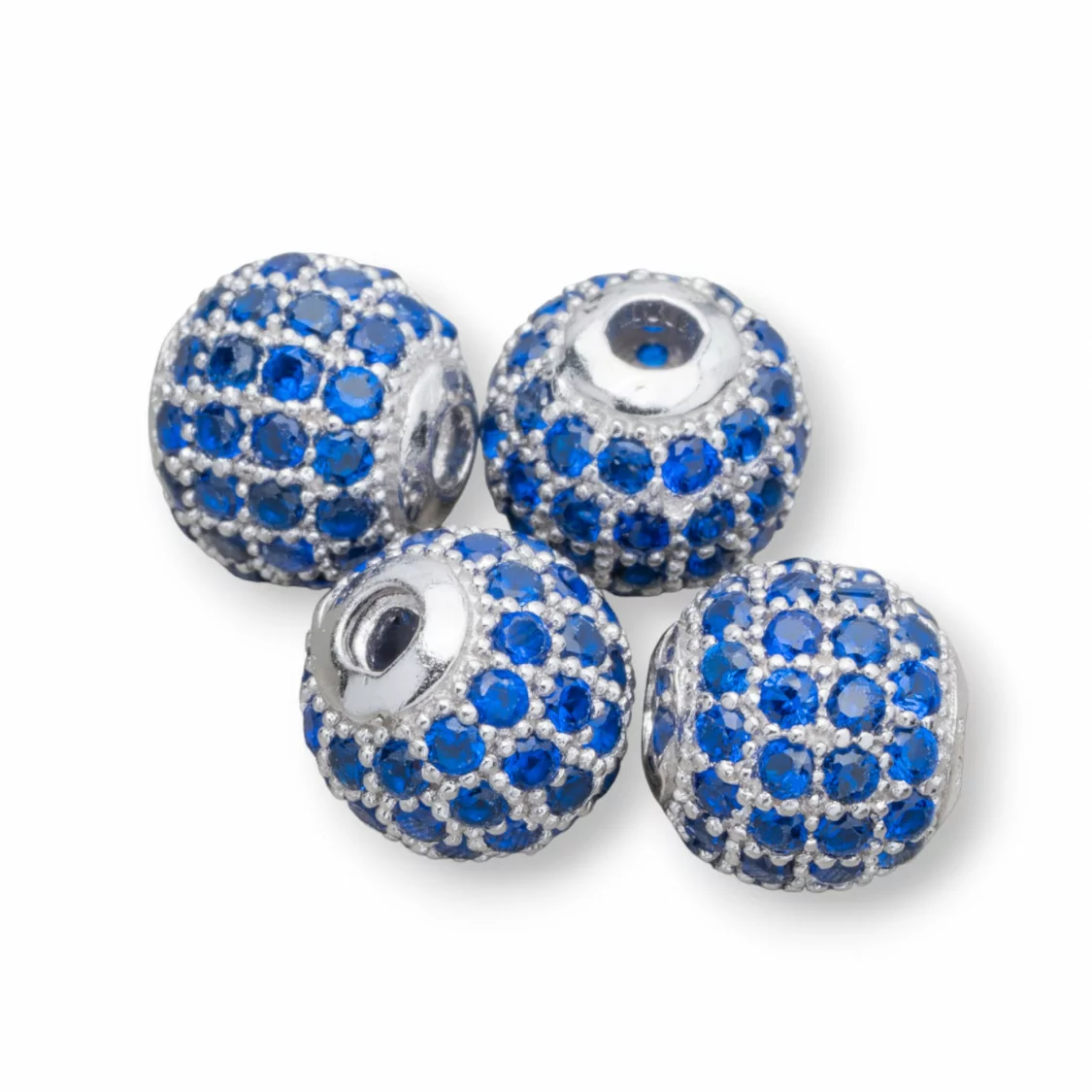 Distanziatore Di Argento 925 Palline Zirconate 8mm 4pz Rodiato Zaffiro Blu-PALLINE ZIRCONATE | Worldofjewel.com