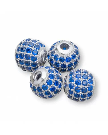 Distanziatore Di Argento 925 Palline Zirconate 8mm 4pz Rodiato Zaffiro Blu-PALLINE ZIRCONATE | Worldofjewel.com