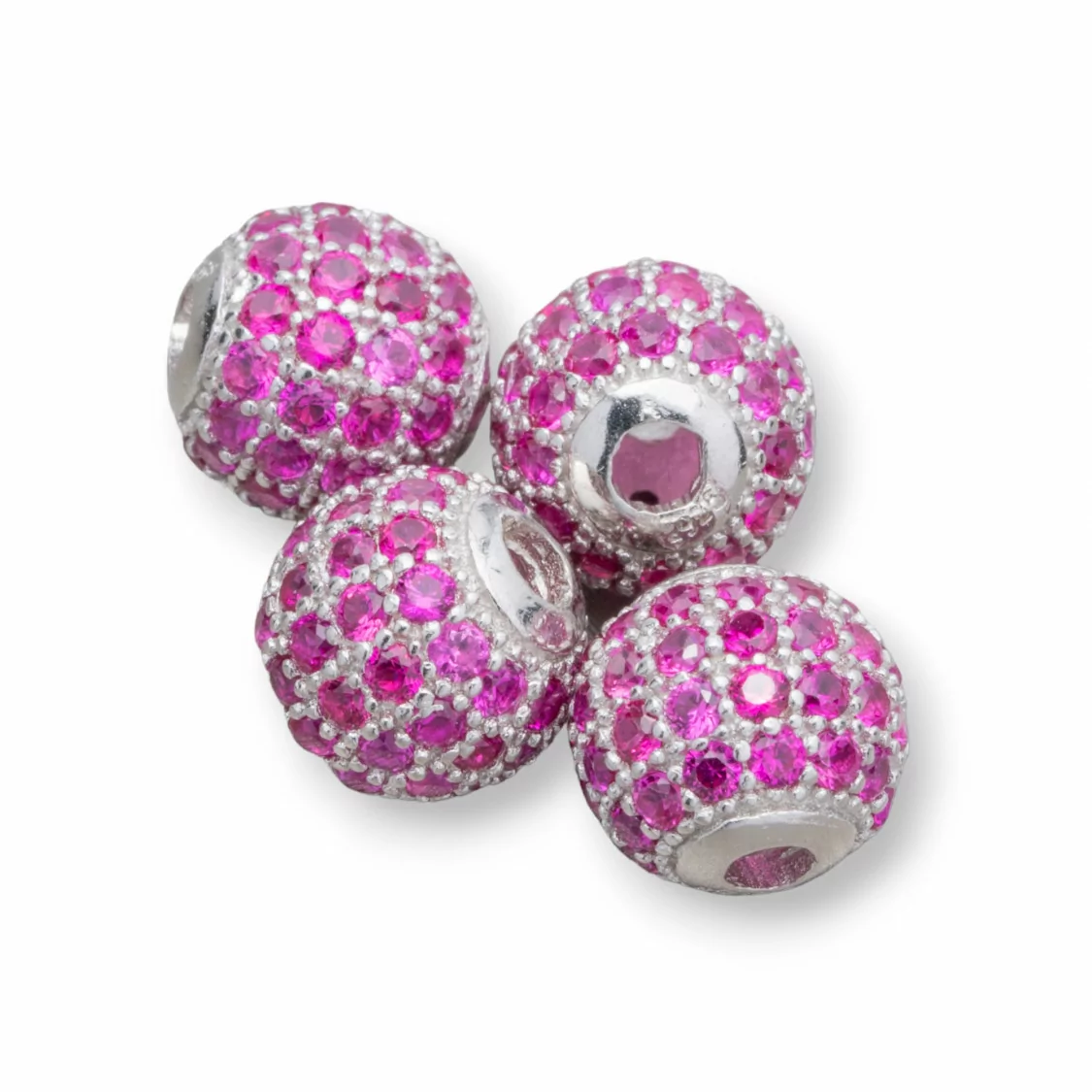 Distanziatore Di Argento 925 Palline Zirconate 8mm 4pz Rodiato Ruby-PALLINE ZIRCONATE | Worldofjewel.com