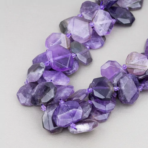 Irregular Amethyst Flat Faceted 25-20mm