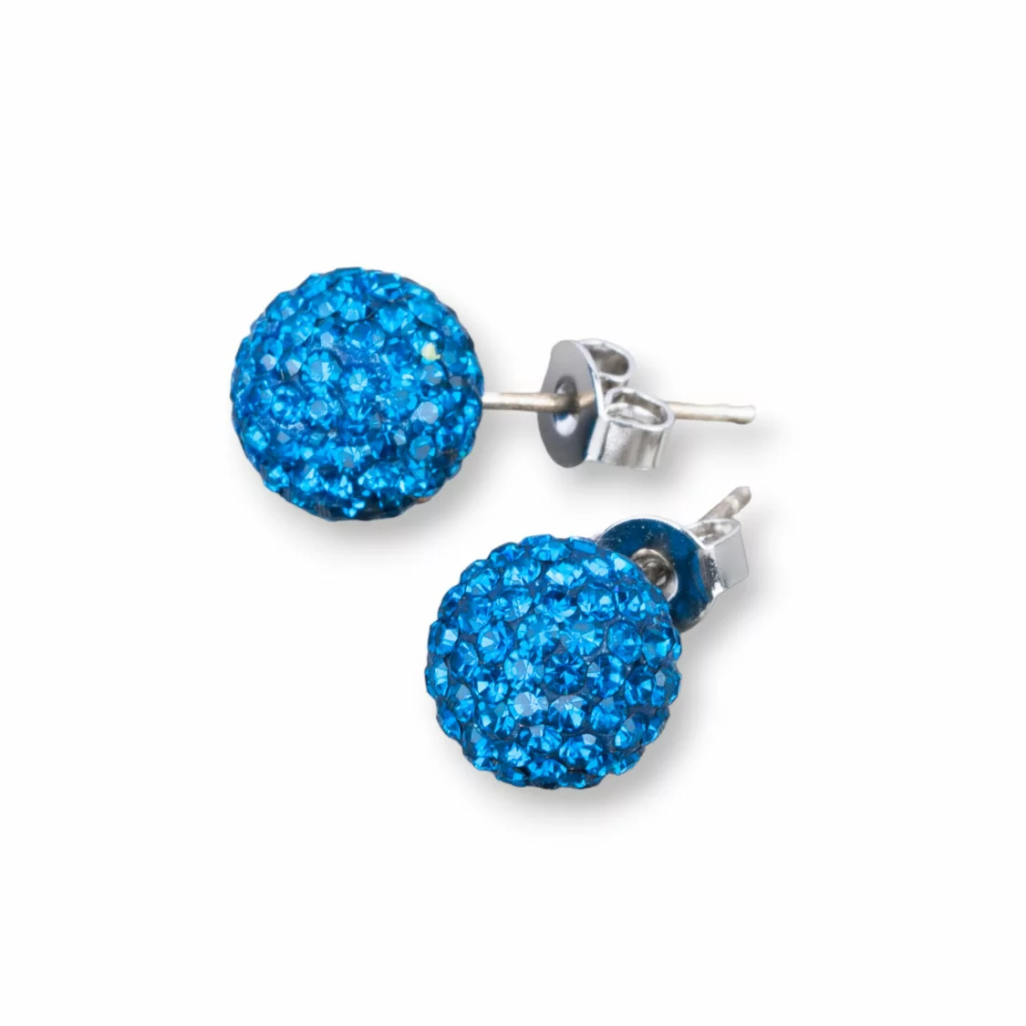 Orecchini Di Argento 925 E Palline Crystal Con Strass 10mm 1 Paio Blu-ARGENTO 925 CRYSTAL | Worldofjewel.com