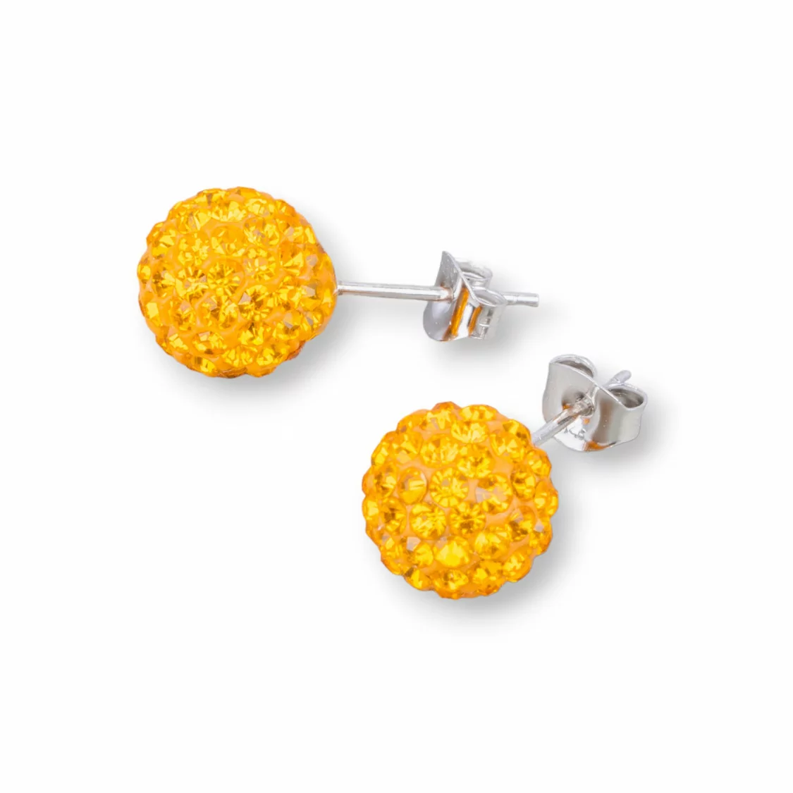 Orecchini Di Argento 925 E Palline Crystal Con Strass 8mm 1 Paio Arancio-ARGENTO 925 CRYSTAL | Worldofjewel.com