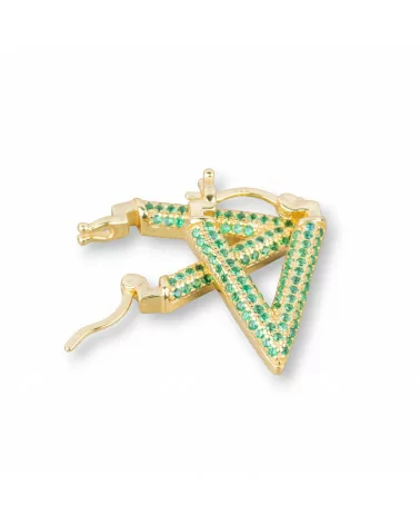 Orecchini Perno Chiuso Di Argento 925 Con Zirconi Micropave' V 14x20mm 1 Paio Dorato Verde Smeraldo-ARGENTO 925 DESIGN ITALY | Worldofjewel.com