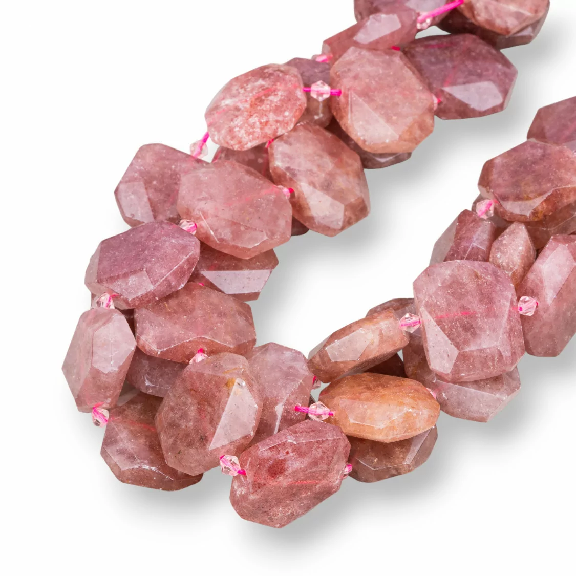 Strawberry Quartz - Quarzo Fragola Irregolare Piatto Sfaccettato 25-20mm-QUARZO FRAGOLA | Worldofjewel.com