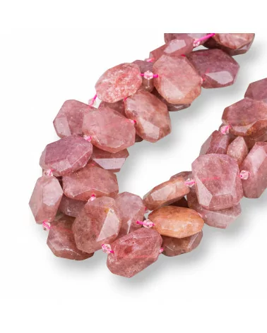 Strawberry Quartz - Quarzo Fragola Irregolare Piatto Sfaccettato 25-20mm-QUARZO FRAGOLA | Worldofjewel.com