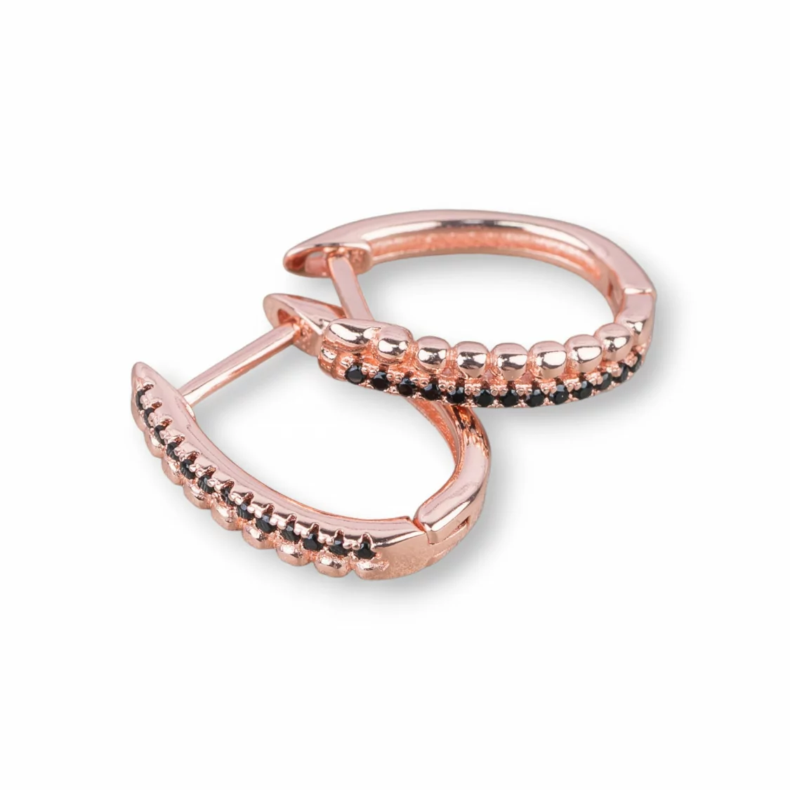 Orecchini Perno Chiuso Di Argento 925 Con Zirconi Micropave' 3,3x16mm 2 Coppie Oro Rosa Nero-ARGENTO 925 DESIGN ITALY | Worldofjewel.com