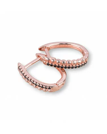 Orecchini Perno Chiuso Di Argento 925 Con Zirconi Micropave' 3,3x16mm 2 Coppie Oro Rosa Nero-ARGENTO 925 DESIGN ITALY | Worldofjewel.com