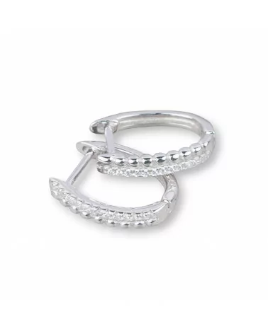 Orecchini Perno Chiuso Di Argento 925 Con Zirconi Micropave' 3,3x16mm 2 Coppie Rodiato Bianco-ARGENTO 925 DESIGN ITALY | Worldofjewel.com