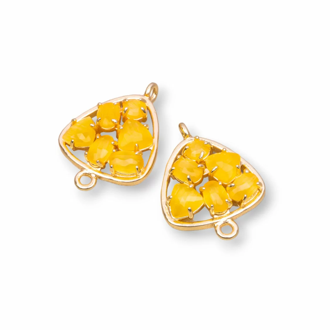 Connettore Componente Di Ottone A Plettro Con Occhio Di Gatto Incastonato 18mm 6pz Dorato Giallo- PLETTRO MULTICRISTALLO | Worldofjewel.com