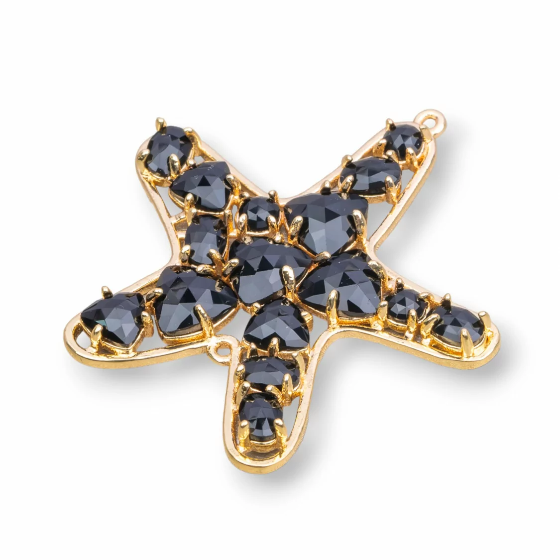 Connettore Componente Di Ottone A Stella Marina Con Occhio Di Gatto Incastonato 43x46mm 4pz Dorato Nero- STELLA MARINA MULTICRISTALLO | Worldofjewel.com