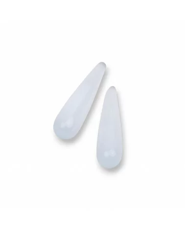 Componente Perline Occhio Di Gatto Goccia Senza Foro 08x30mm 8pz Bianco-GOCCINE SENZA FORO | Worldofjewel.com