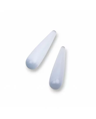 Componente Perline Occhio Di Gatto Goccia Senza Foro 08x30mm 8pz Grigio Chiaro-GOCCINE SENZA FORO | Worldofjewel.com