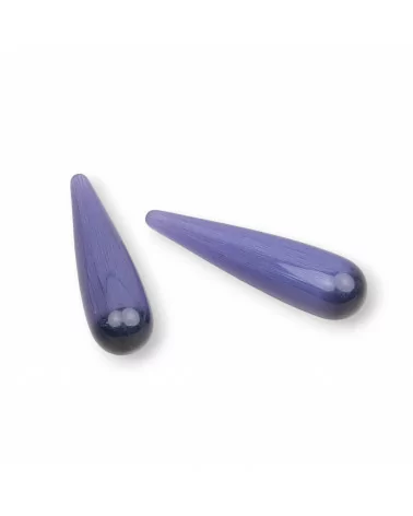 Componente Perline Occhio Di Gatto Goccia Senza Foro 10x40mm 4pz Viola-GOCCINE SENZA FORO | Worldofjewel.com