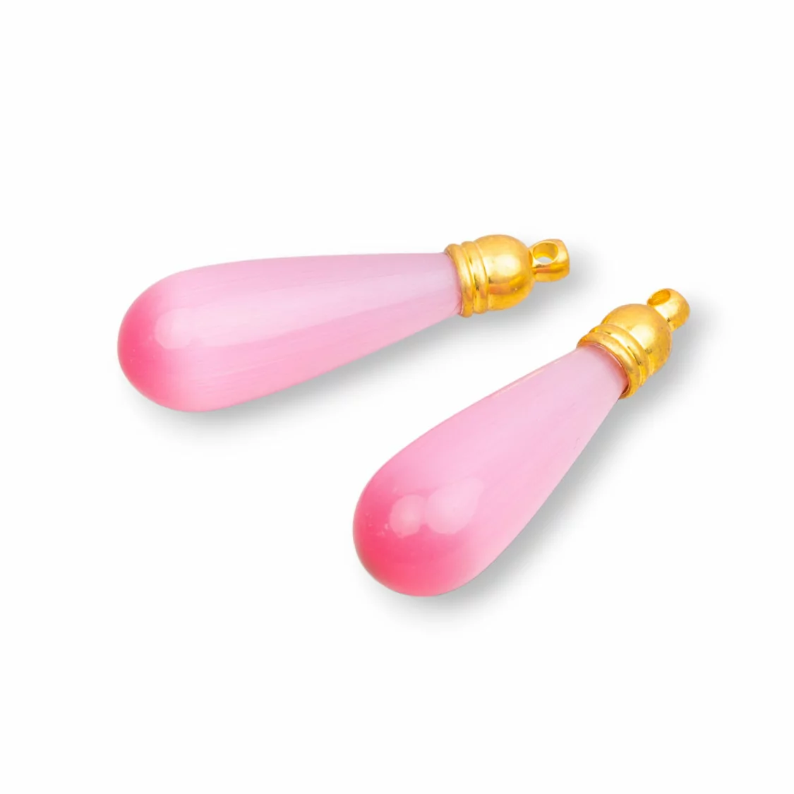 Occhio Di Gatto Goccia Senza Foro Con Coppetta 10x35mm 6pz Rosa-GOCCINE SENZA FORO | Worldofjewel.com