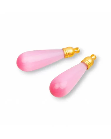 Occhio Di Gatto Goccia Senza Foro Con Coppetta 10x35mm 6pz Rosa-GOCCINE SENZA FORO | Worldofjewel.com