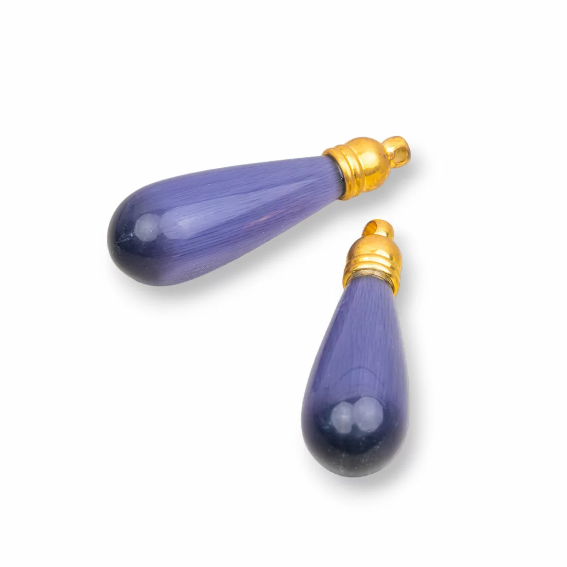 Occhio Di Gatto Goccia Senza Foro Con Coppetta 10x35mm 6pz Viola-GOCCINE SENZA FORO | Worldofjewel.com